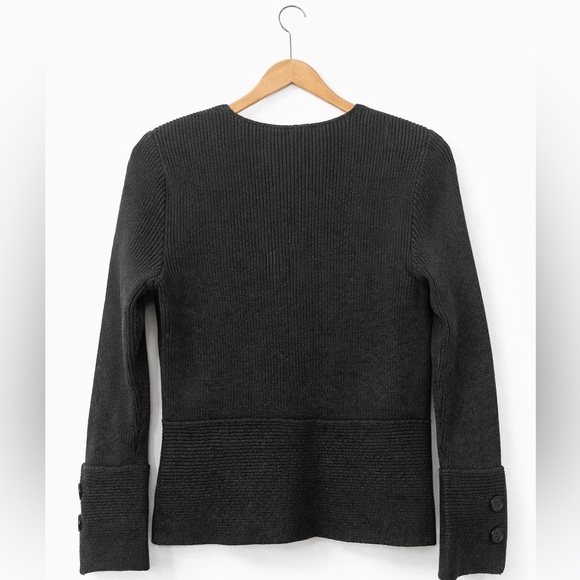 🖤 Escapade Black Ribbed Button Front Cardigan – Size M - Picture 3 of 6